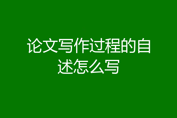 论文写作过程的自述怎么写