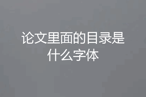 论文里面的目录是什么字体