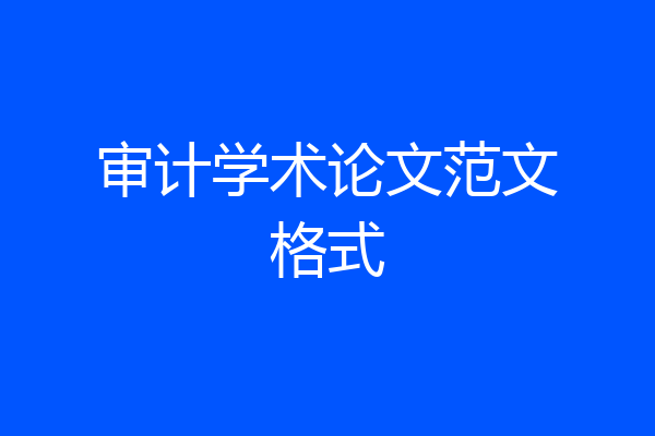 审计学术论文范文格式