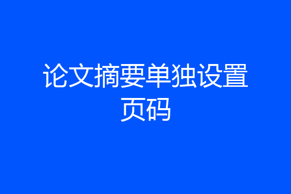 论文摘要单独设置页码
