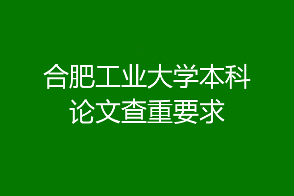 合肥工业大学本科论文查重要求