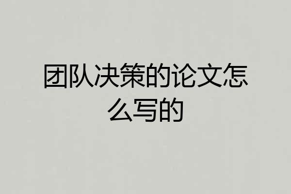 团队决策的论文怎么写的