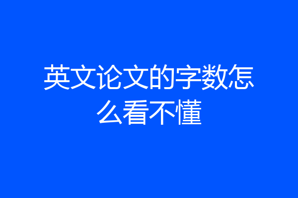 英文论文的字数怎么看不懂