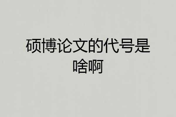 硕博论文的代号是啥啊