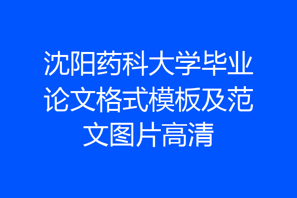 沈阳药科大学毕业论文格式模板及范文图片高清