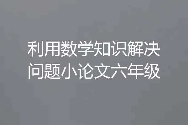 利用数学知识解决问题小论文六年级