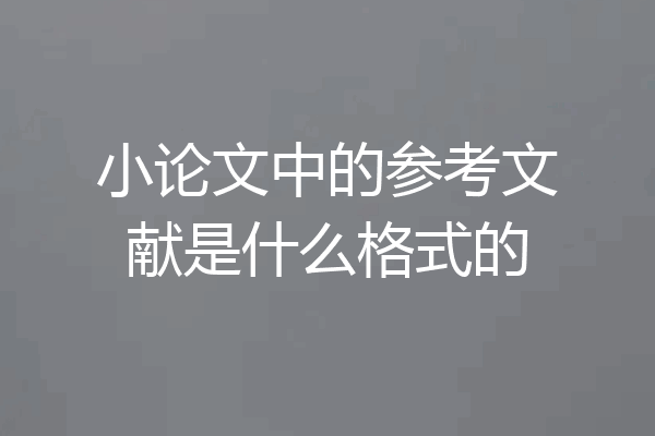 小论文中的参考文献是什么格式的