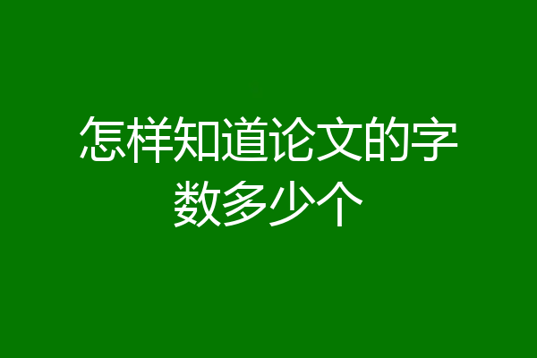 怎样知道论文的字数多少个