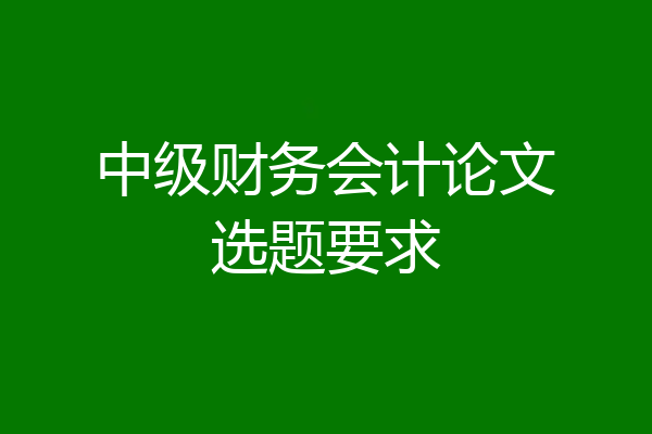 中级财务会计论文选题要求