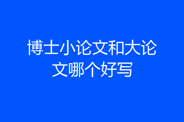 博士小论文和大论文哪个好写