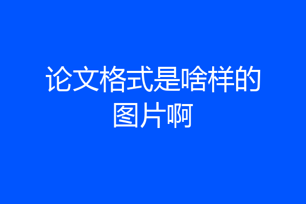 论文格式是啥样的图片啊