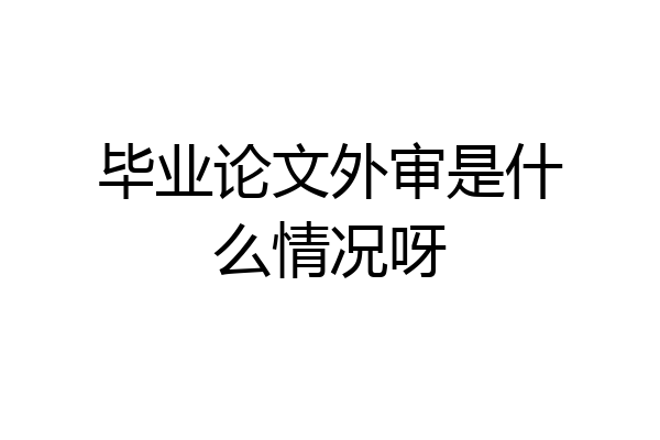 毕业论文外审是什么情况呀