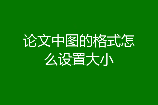 论文中图的格式怎么设置大小