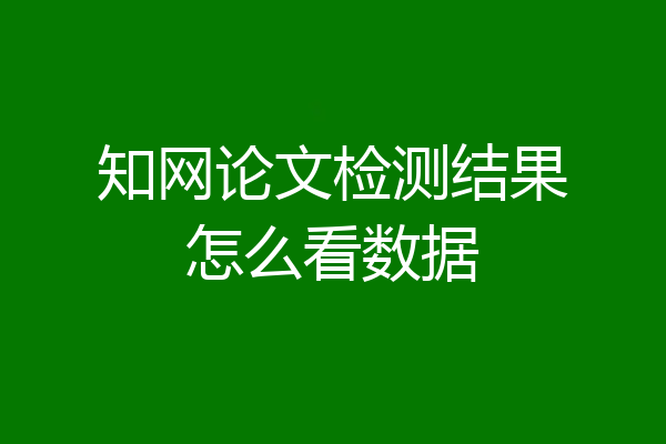 知网论文检测结果怎么看数据