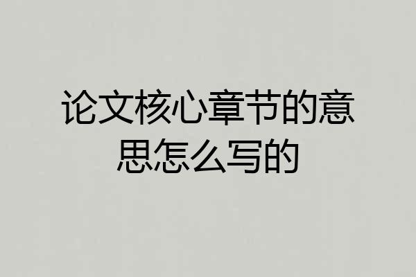 论文核心章节的意思怎么写的