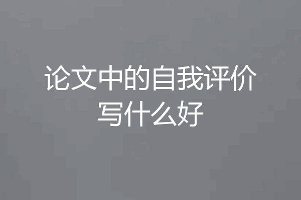 论文中的自我评价写什么好