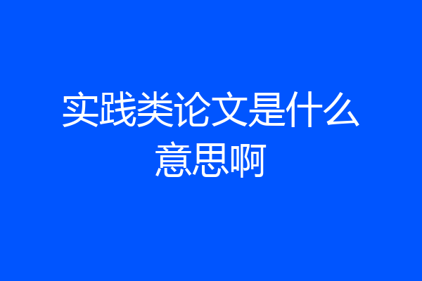 实践类论文是什么意思啊
