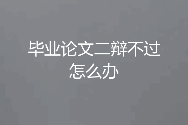 毕业论文二辩不过怎么办