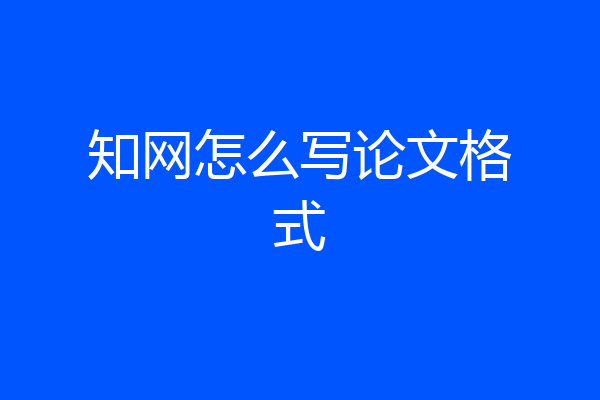 知网怎么写论文格式
