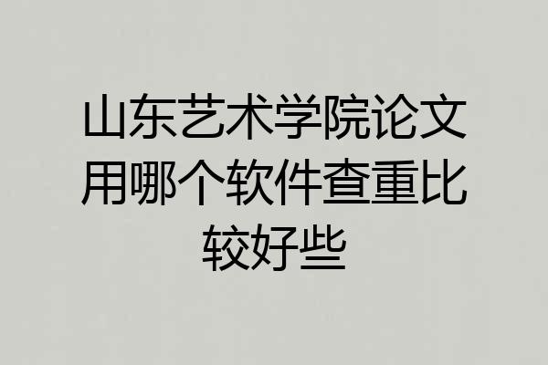 山东艺术学院论文用哪个软件查重比较好些