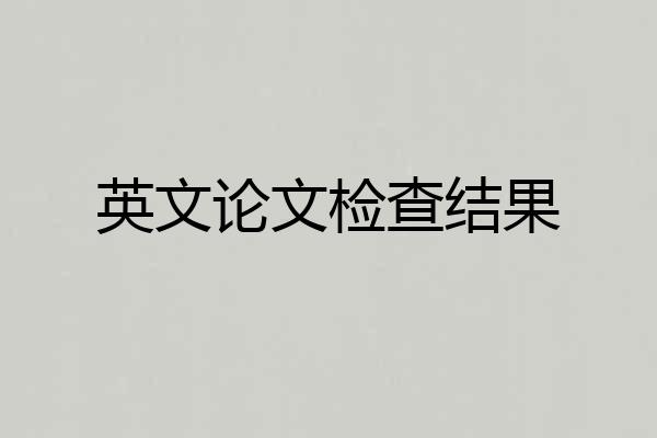 英文论文检查结果