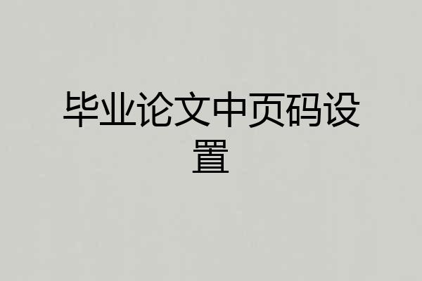 毕业论文中页码设置