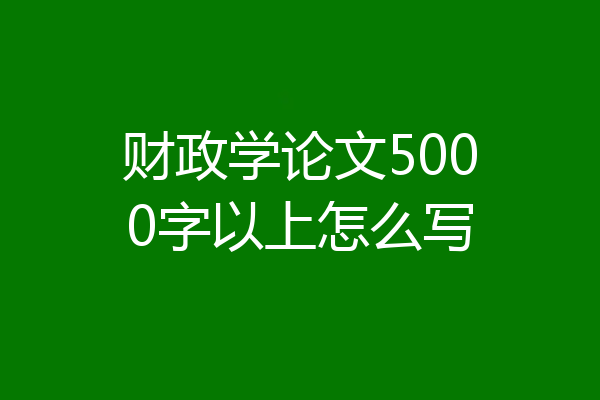 财政学论文5000字以上怎么写