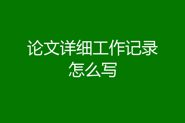论文详细工作记录怎么写