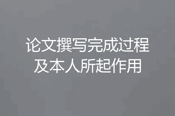 论文撰写完成过程及本人所起作用
