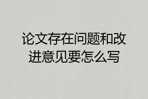 论文存在问题和改进意见要怎么写