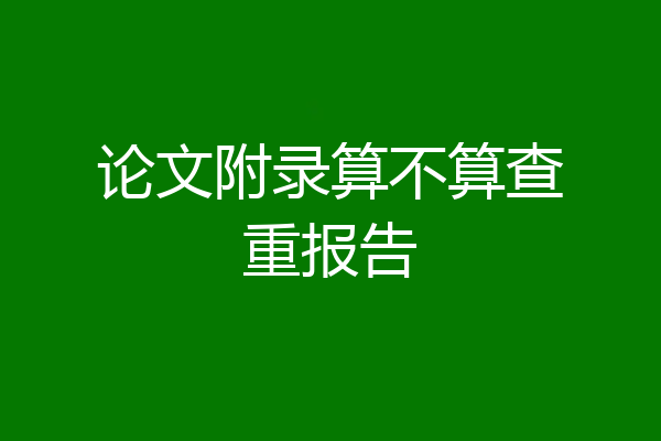 论文附录算不算查重报告