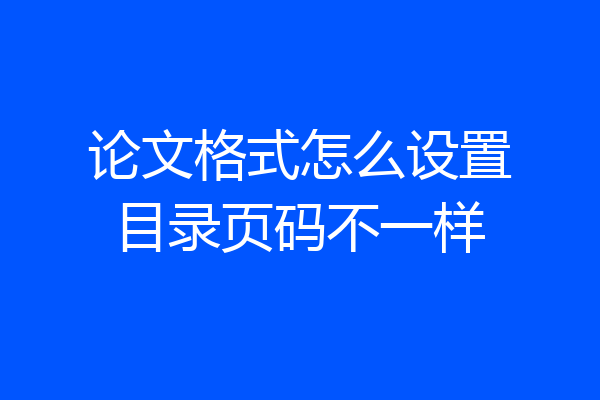 论文格式怎么设置目录页码不一样