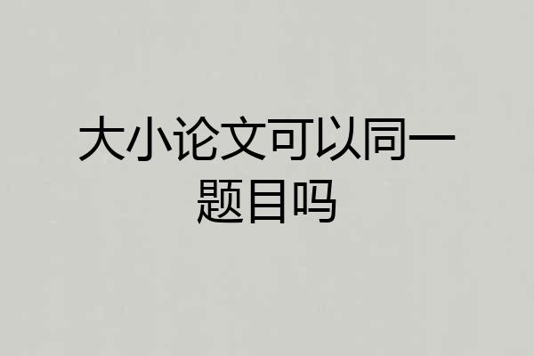 大小论文可以同一题目吗