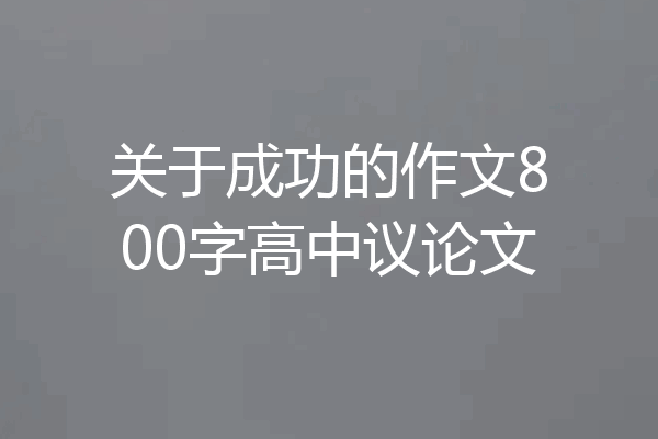 关于成功的作文800字高中议论文