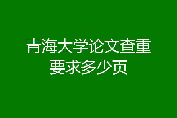青海大学论文查重要求多少页