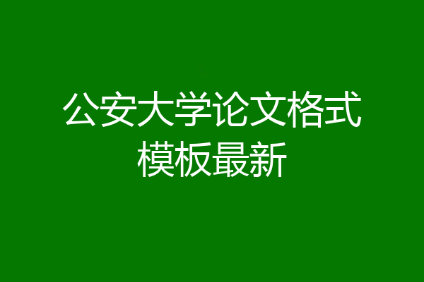 公安大学论文格式模板最新