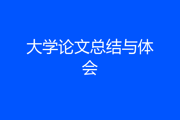 大学论文总结与体会