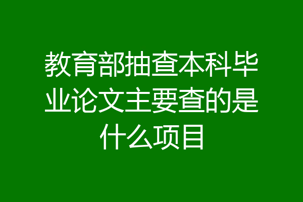 教育部抽查本科毕业论文主要查的是什么项目