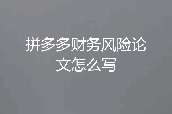 拼多多财务风险论文怎么写