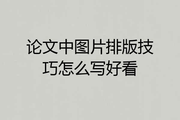 论文中图片排版技巧怎么写好看