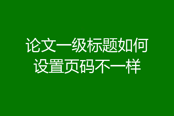 论文一级标题如何设置页码不一样