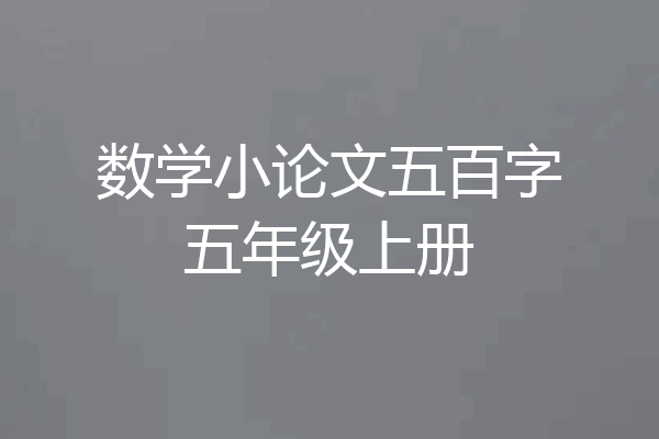 数学小论文五百字五年级上册