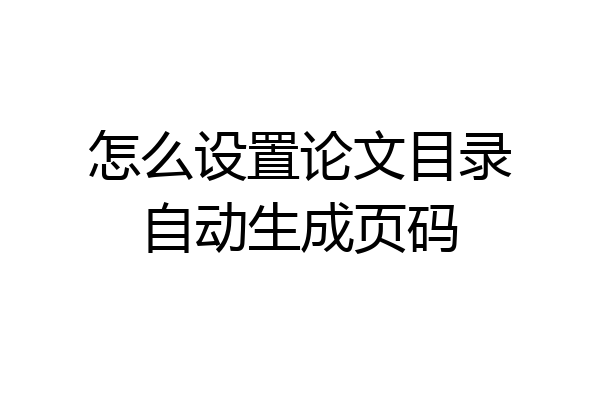 怎么设置论文目录自动生成页码