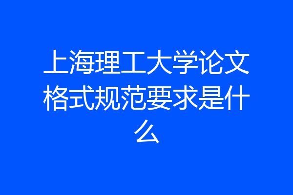 上海理工大学论文格式规范要求是什么