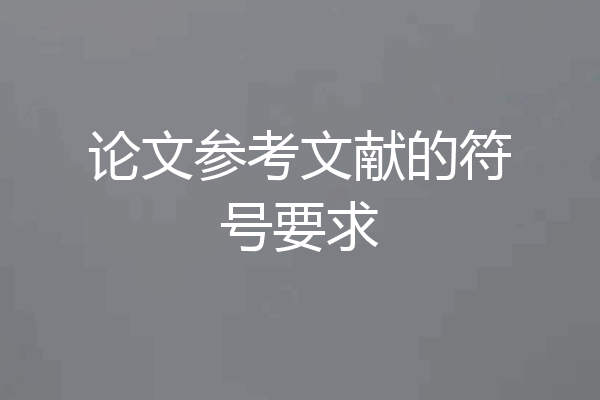 论文参考文献的符号要求