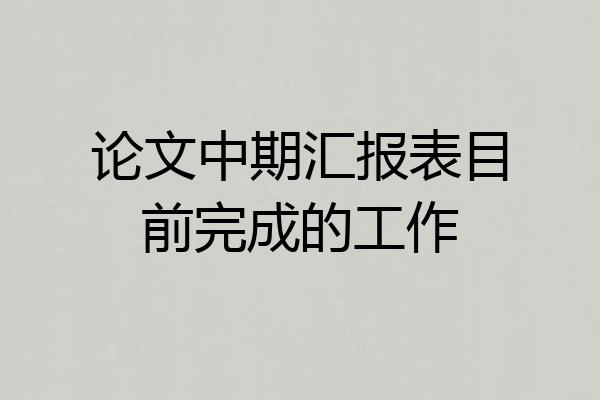 论文中期汇报表目前完成的工作