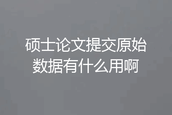 硕士论文提交原始数据有什么用啊