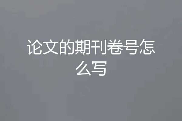 论文的期刊卷号怎么写