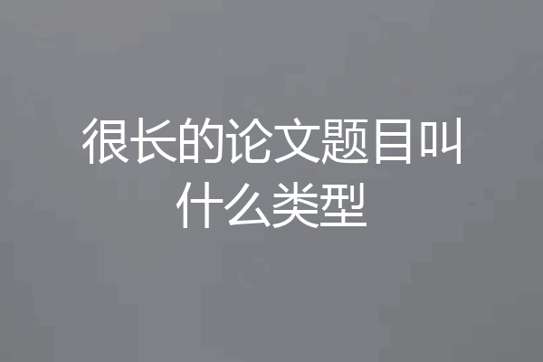 很长的论文题目叫什么类型