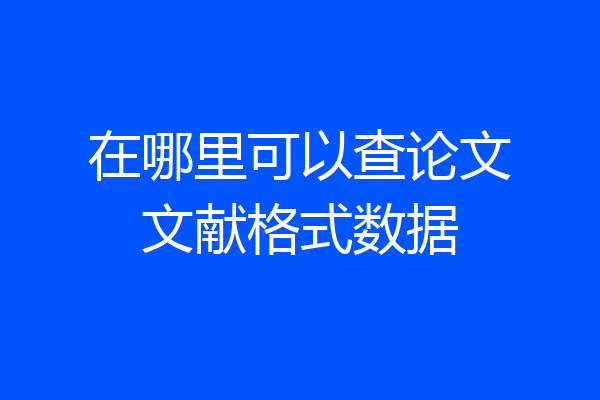 在哪里可以查论文文献格式数据